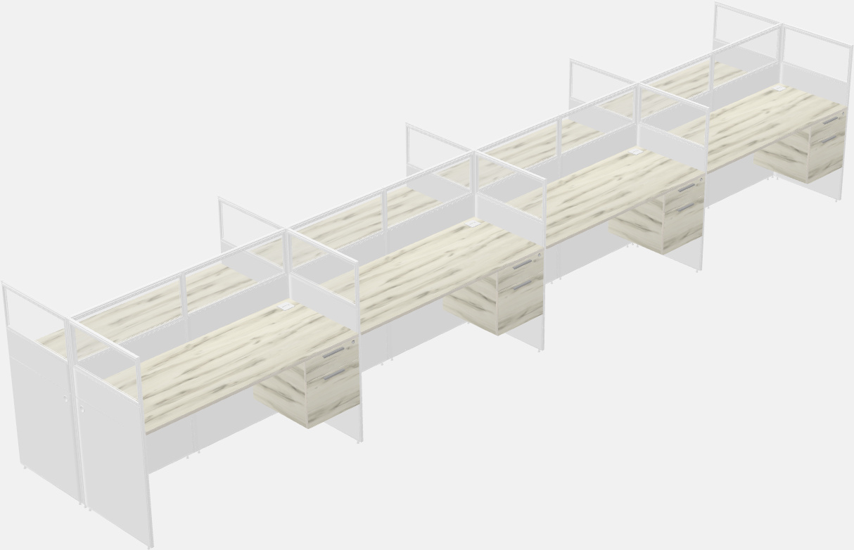 Cubículo rectangular compartido