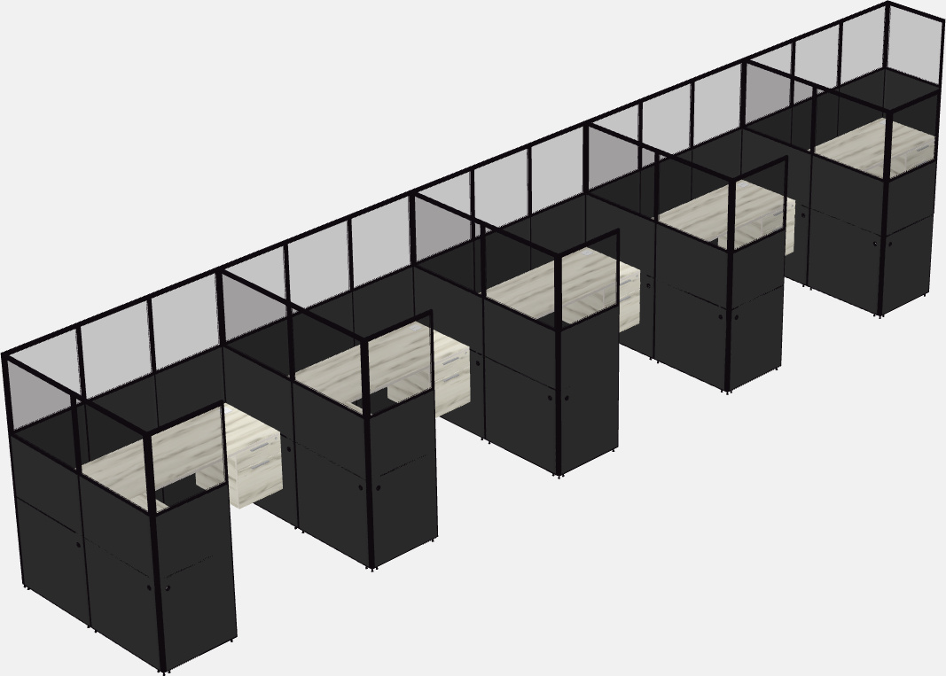 Shared l-shaped cubicle