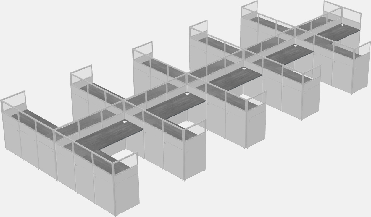 Shared l-shaped cubicle