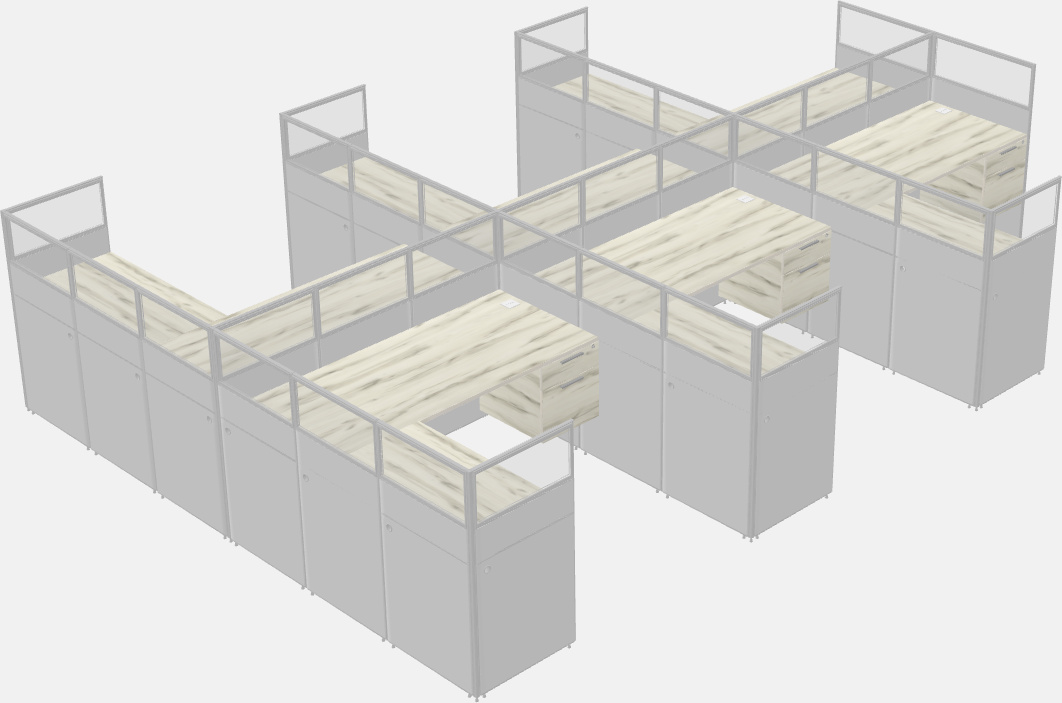 Shared l-shaped cubicle