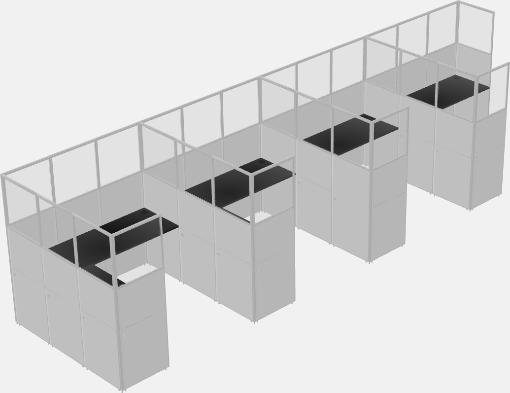 Shared l-shaped cubicle