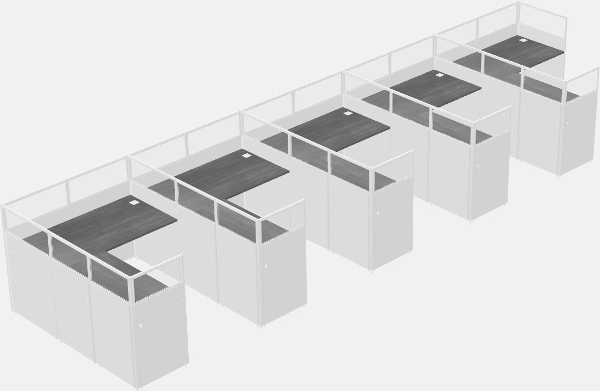 Shared l-shaped cubicle