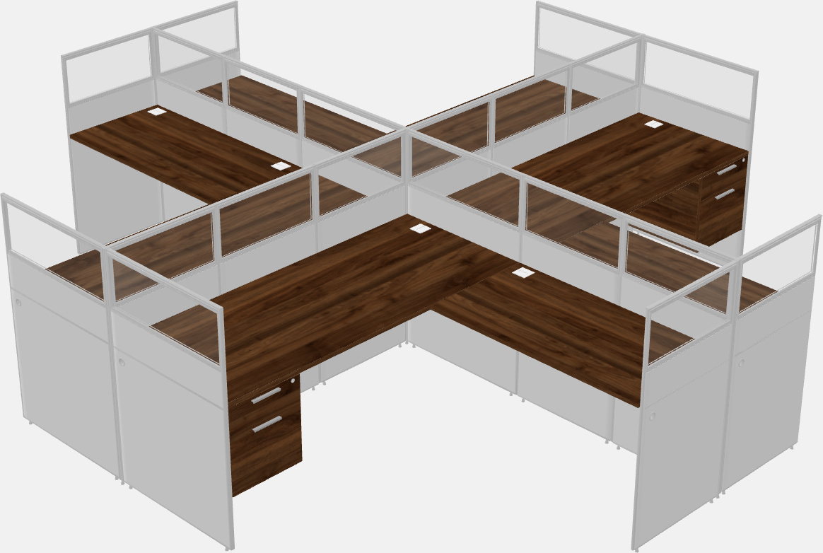 Cubículos compartidos en forma de l