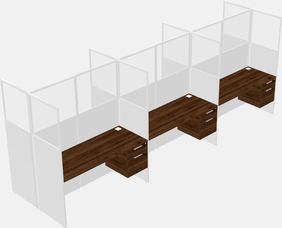 Cubículo rectangular compartido