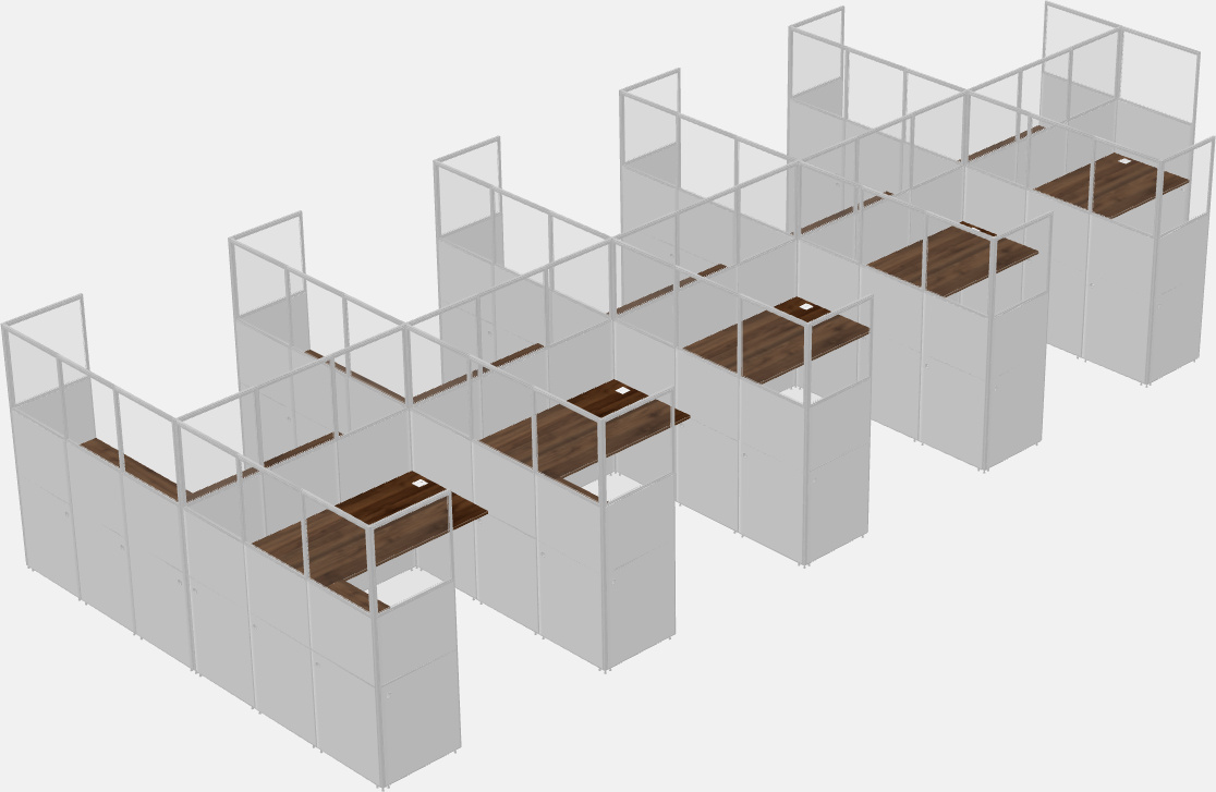 Shared l-shaped cubicle