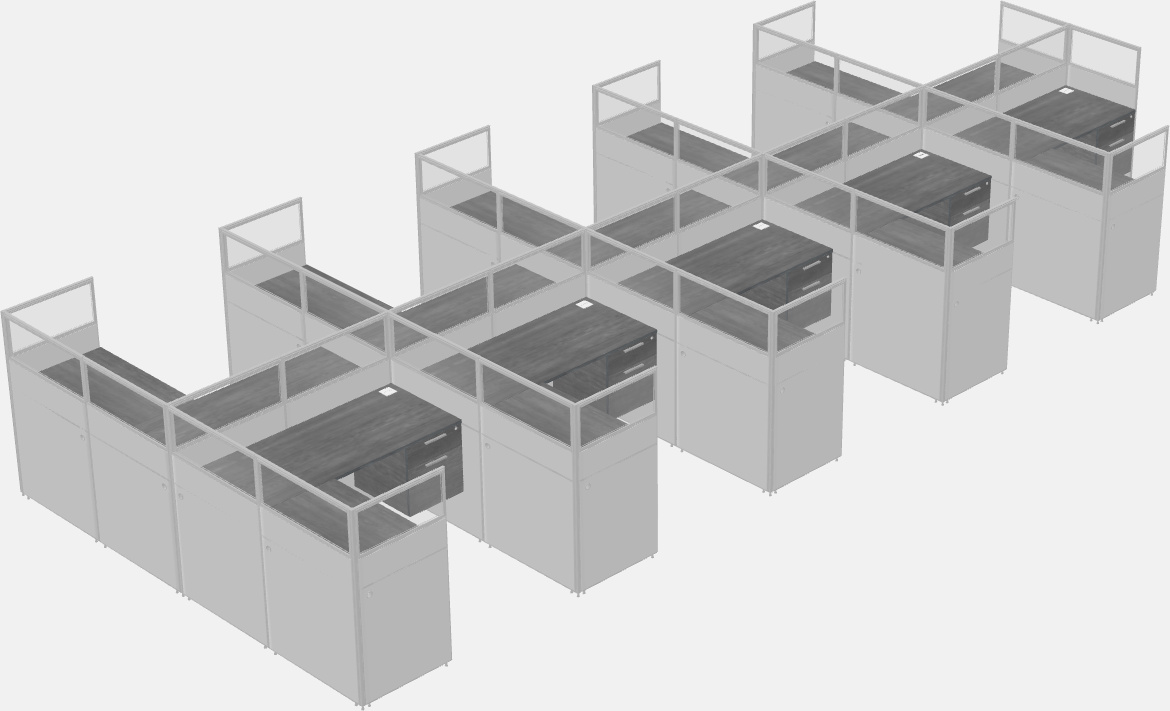 Shared l-shaped cubicle