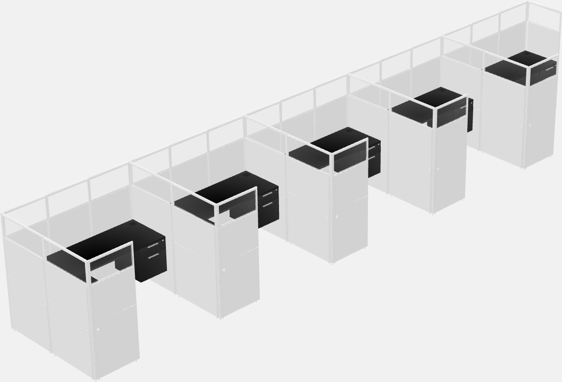 Shared l-shaped cubicle