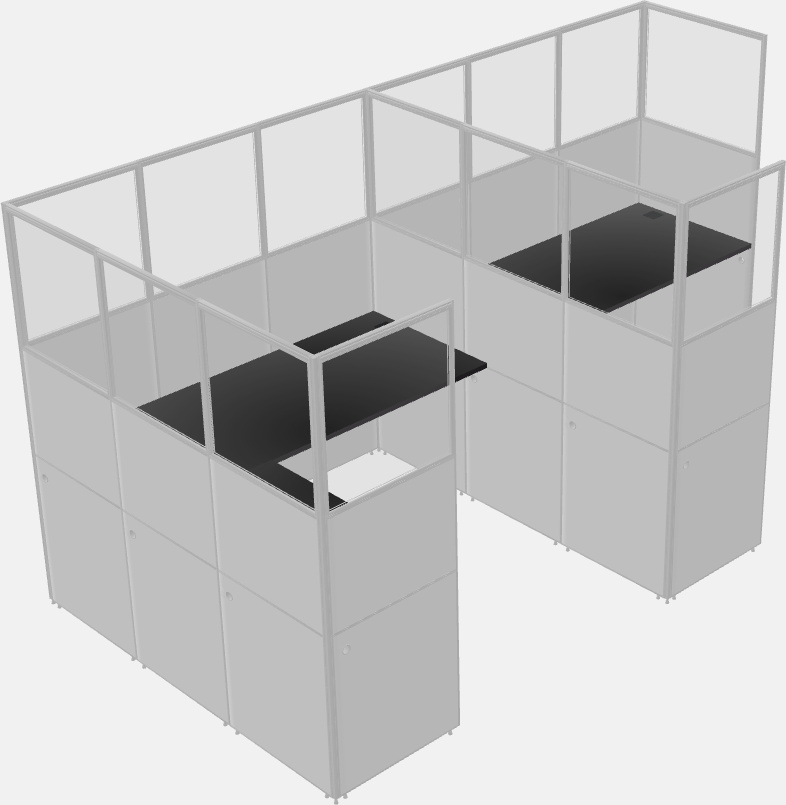 Shared l-shaped cubicle