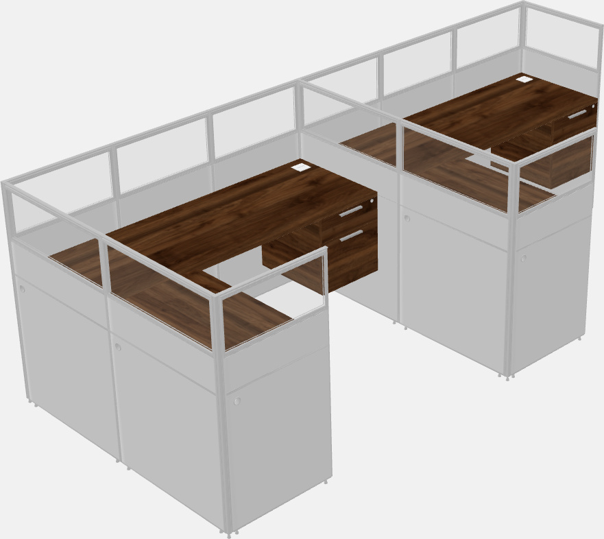 Nakabahaging l-shaped na cubicle