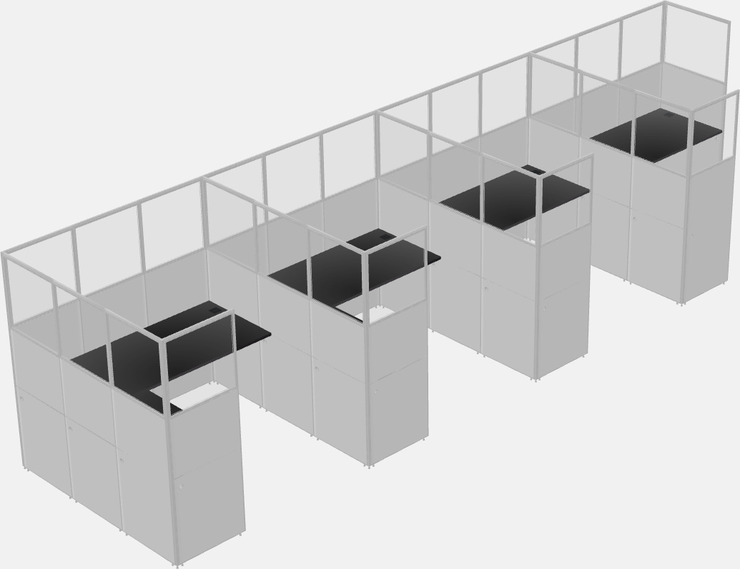 Shared l-shaped cubicle