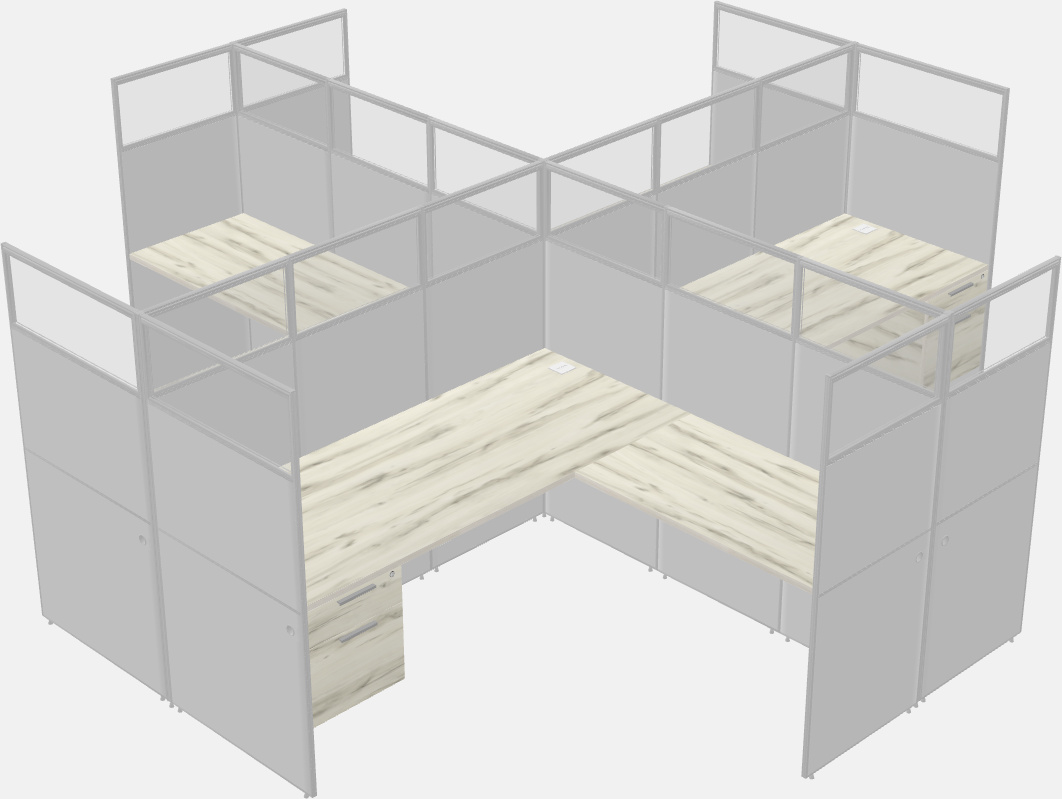 Shared l-shaped cubicles