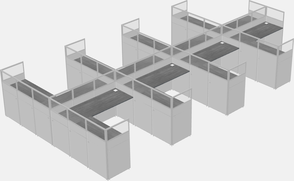 Shared l-shaped cubicle