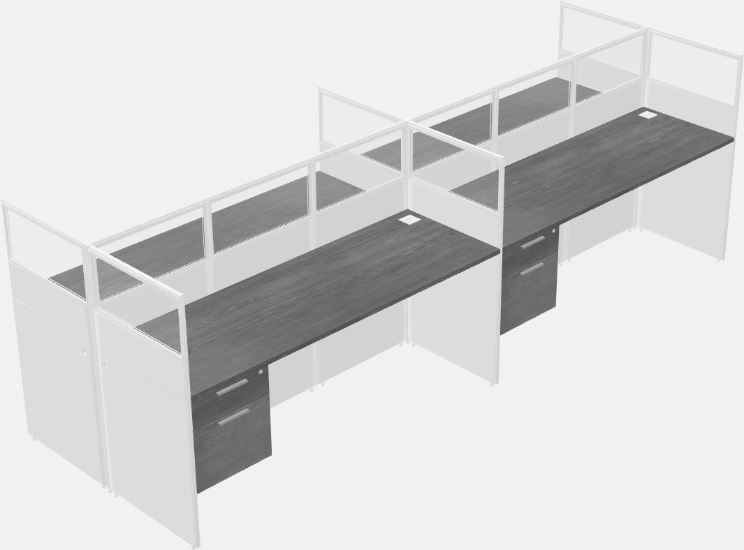 Cubículo rectangular compartido