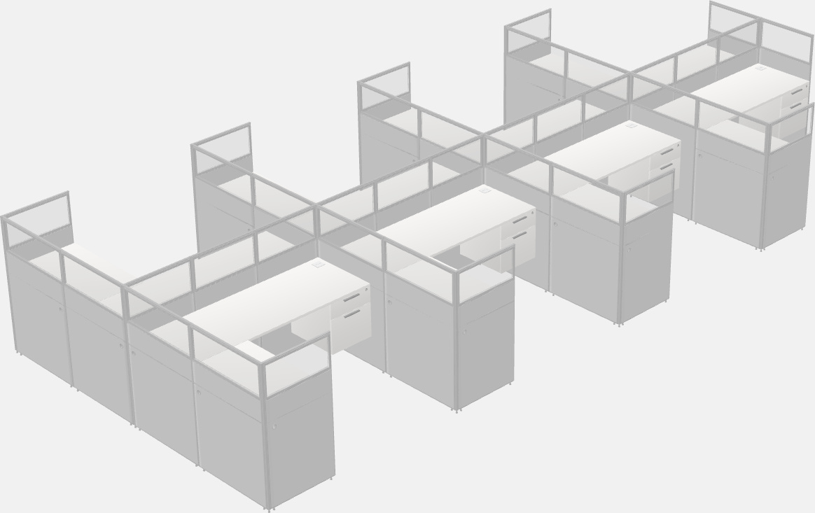 Shared l-shaped cubicle