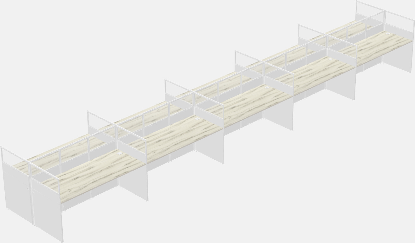 Cubículo rectangular compartido