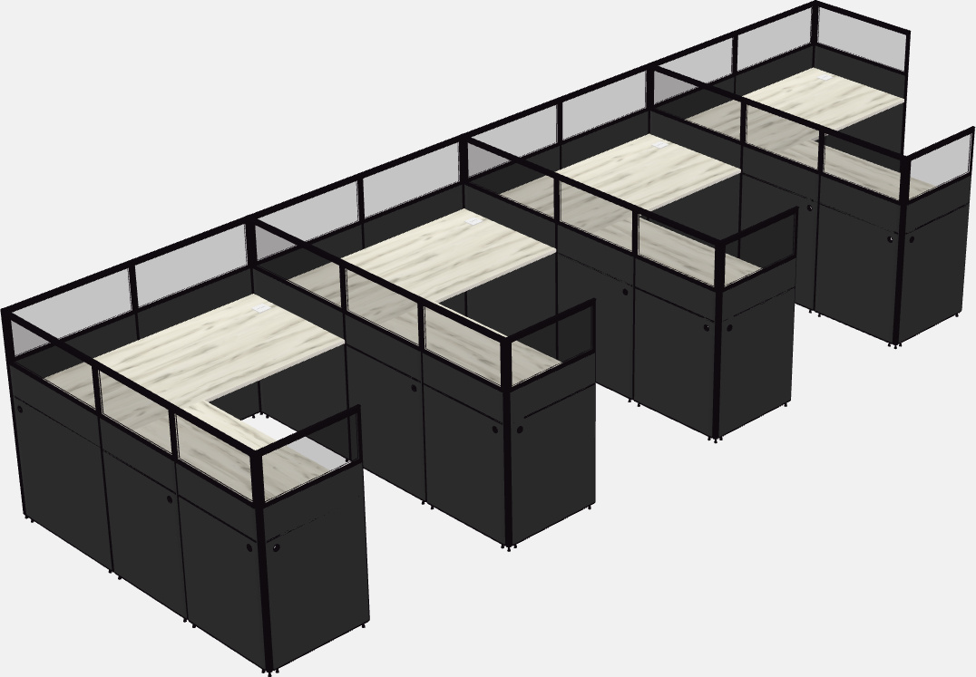 Shared l-shaped cubicle