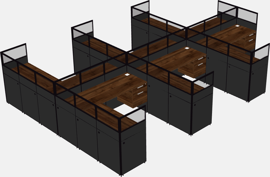 Shared l-shaped cubicle