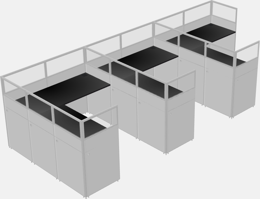 Shared l-shaped cubicle