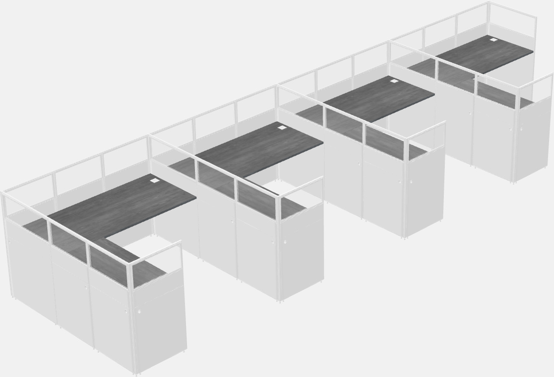 Shared l-shaped cubicle