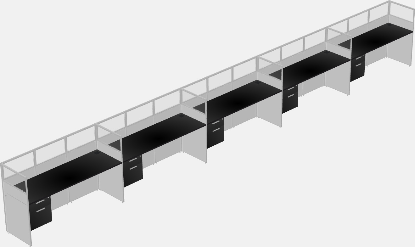 Cubículo rectangular compartido