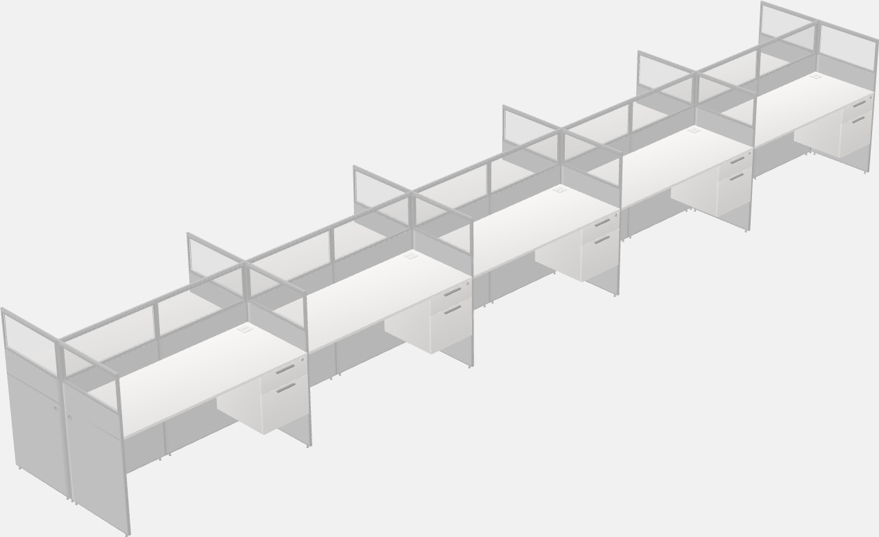 Cubículo rectangular compartido