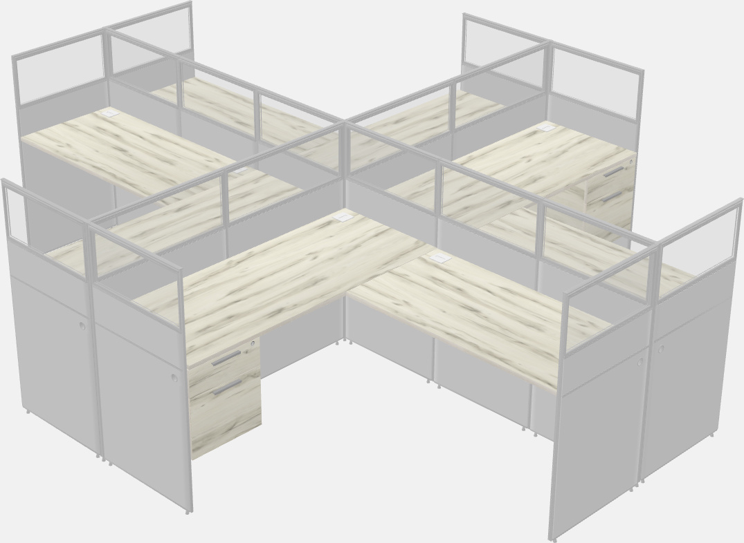 Shared l-shaped cubicles