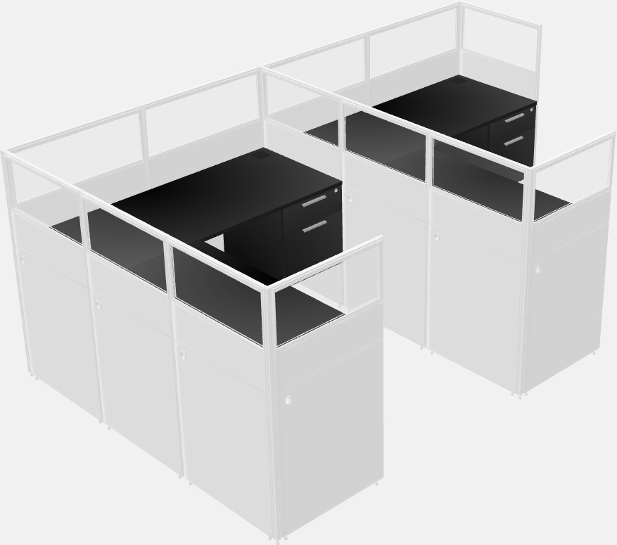 Shared l-shaped cubicle