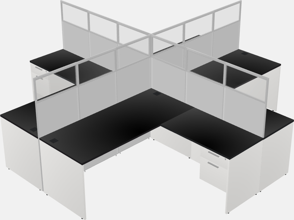 Cubículos compartidos en forma de l