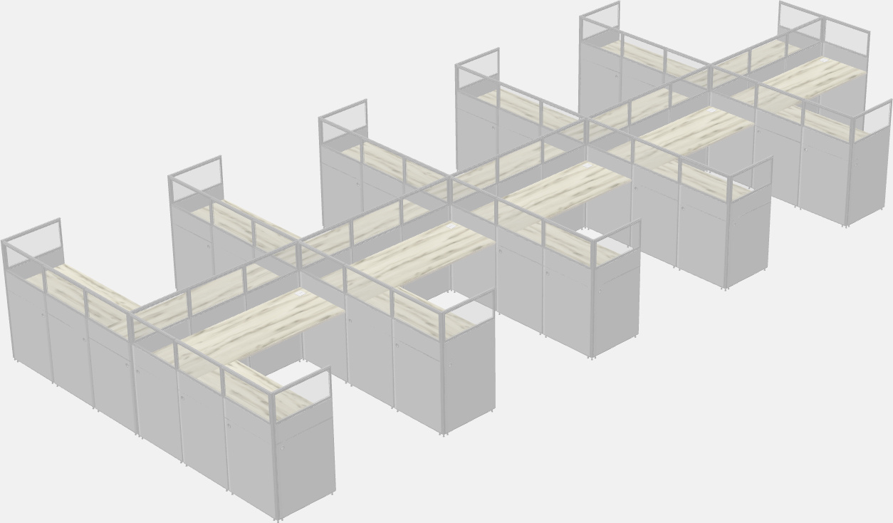 Nakabahaging l-shaped na cubicle