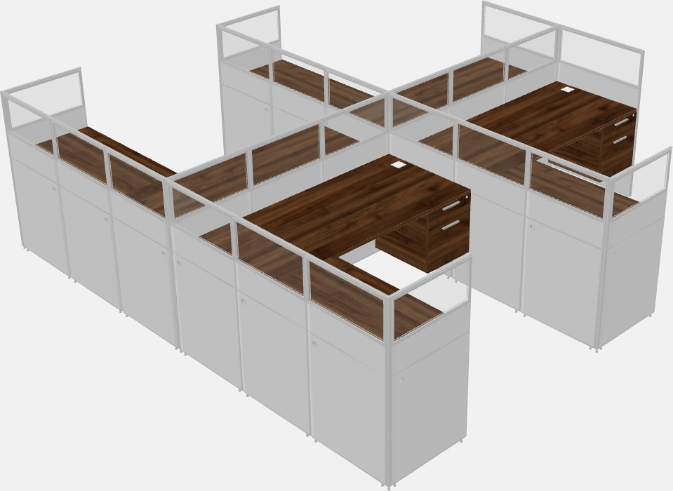 Shared l-shaped cubicle