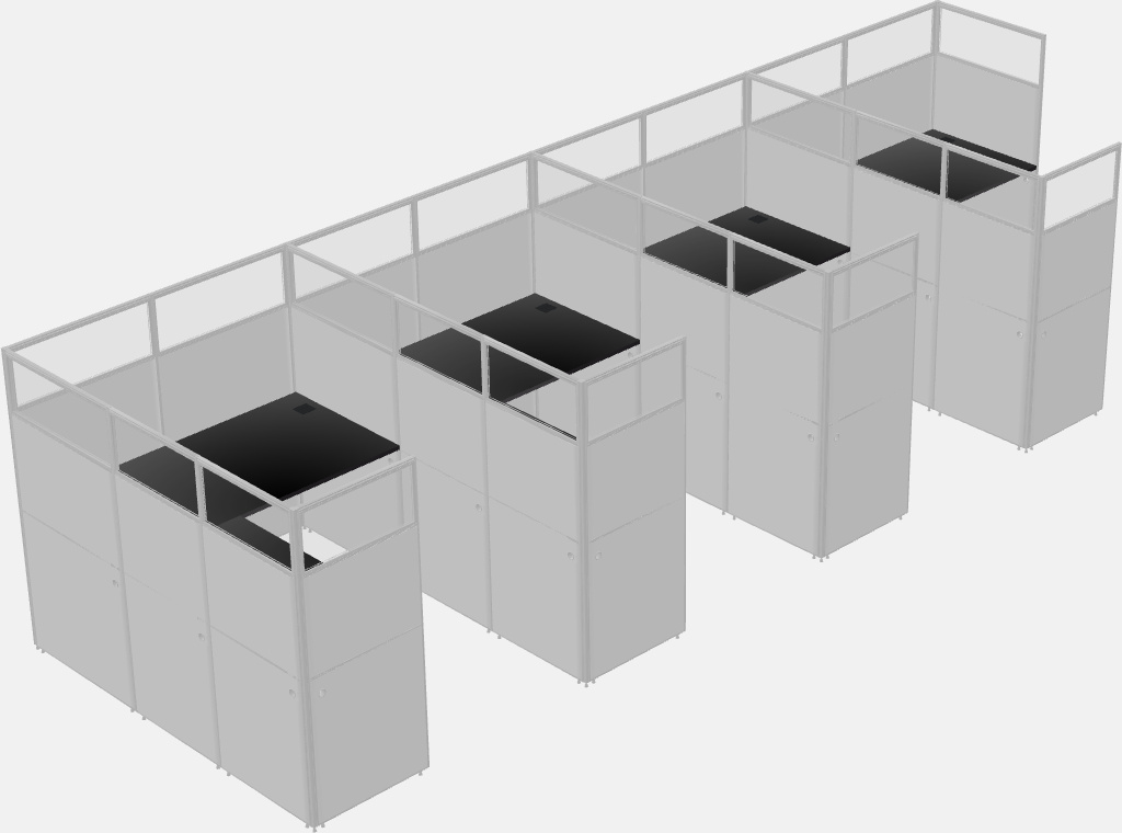 Shared l-shaped cubicle