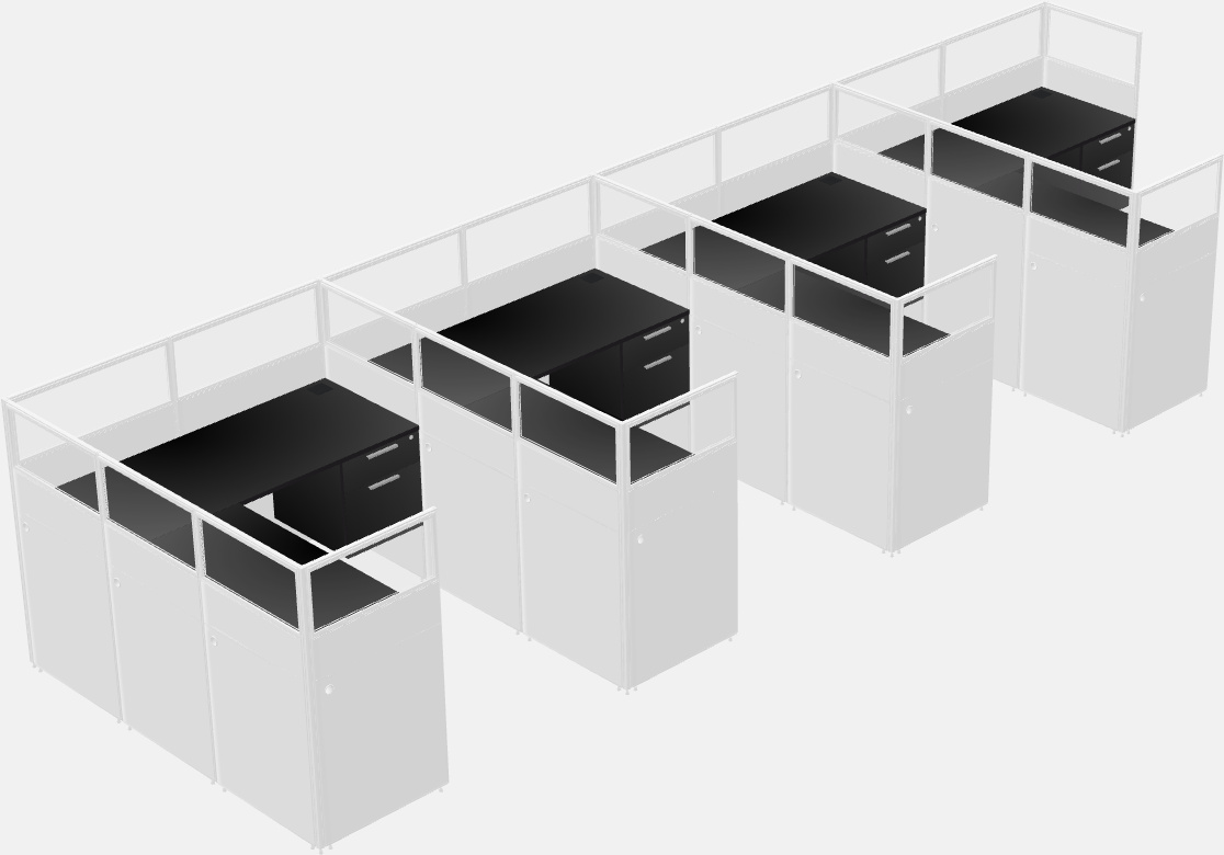 Shared l-shaped cubicle