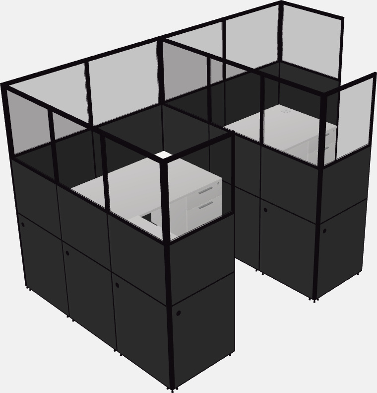 Shared l-shaped cubicle