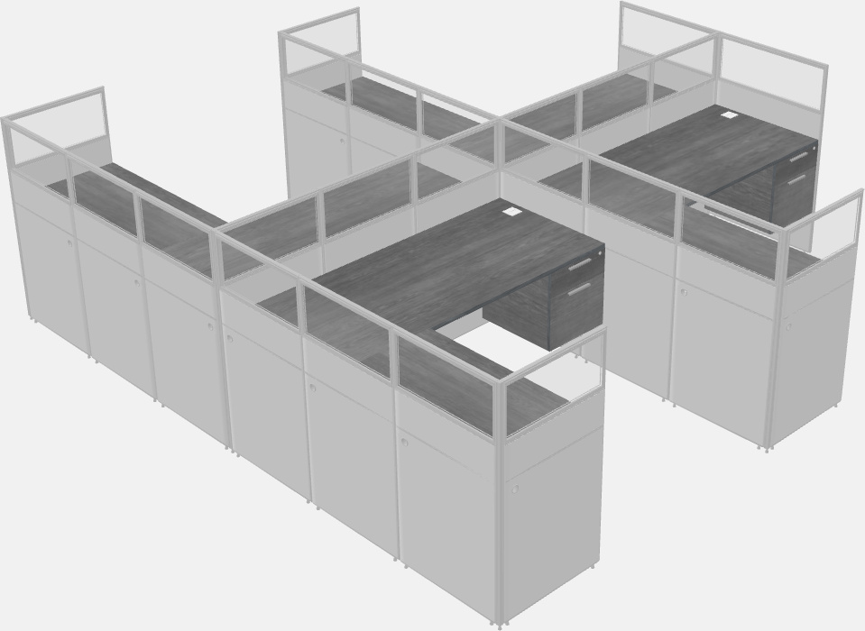 Shared l-shaped cubicle