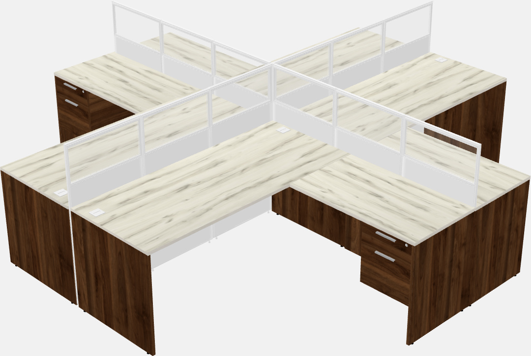 Shared l-shaped cubicles