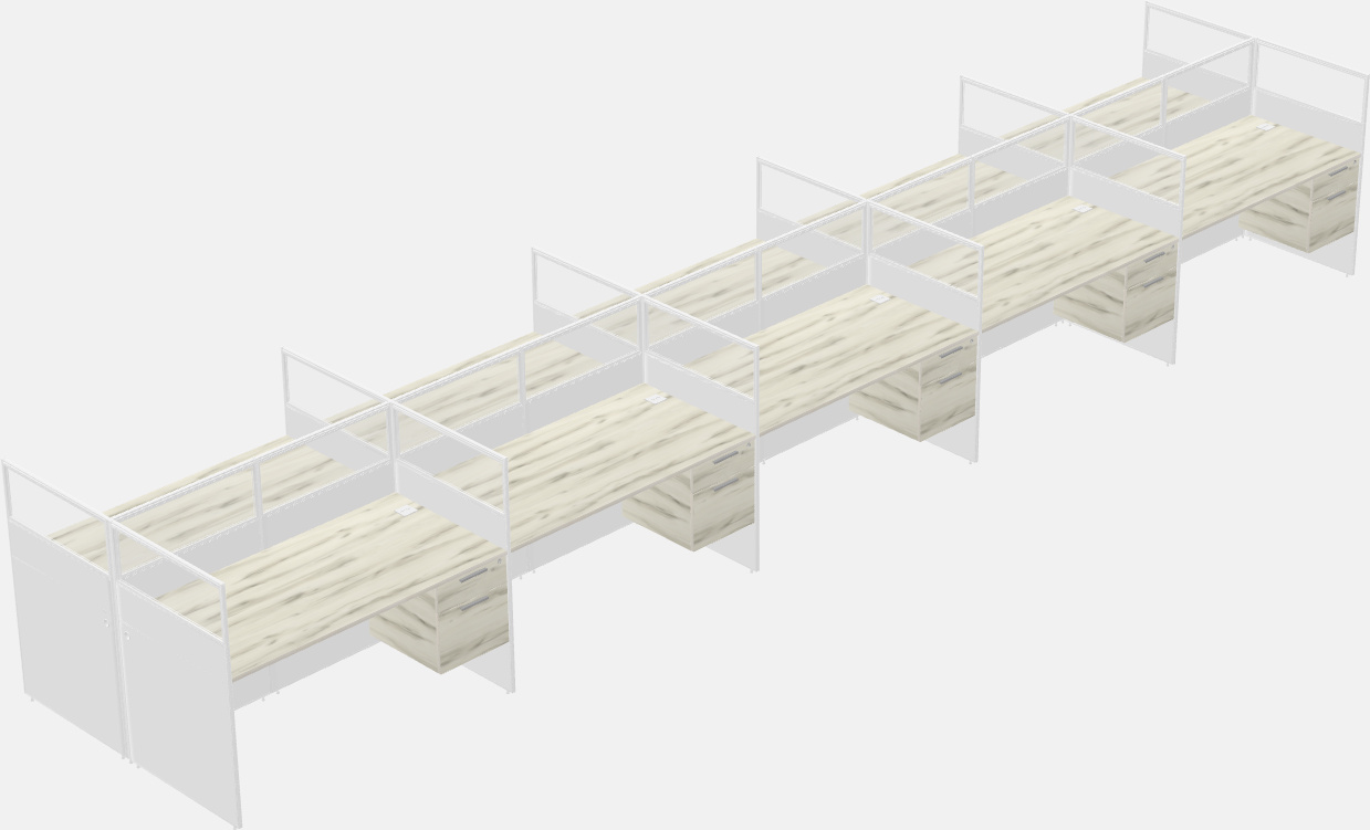 Cubículo rectangular compartido