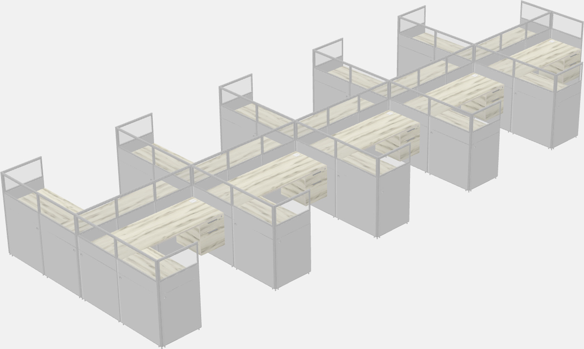 Nakabahaging l-shaped na cubicle