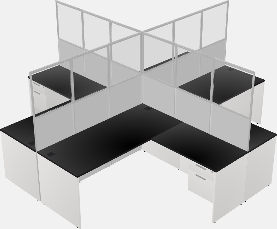 Cubículos compartidos en forma de l