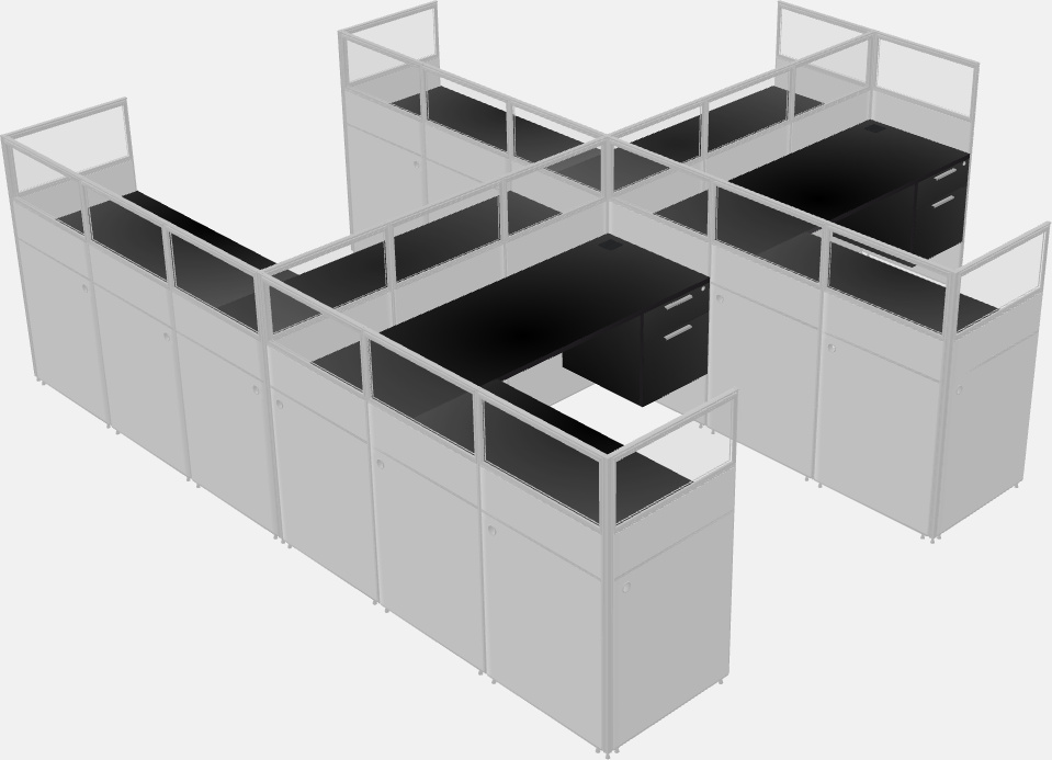 Shared l-shaped cubicle