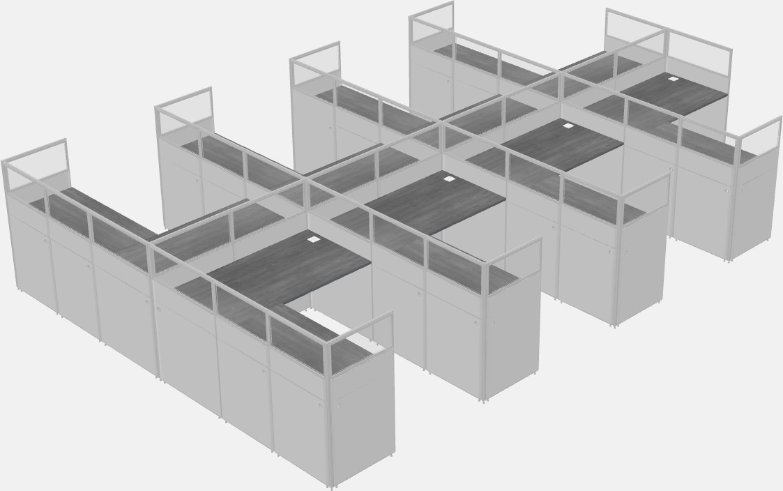 Shared l-shaped cubicle