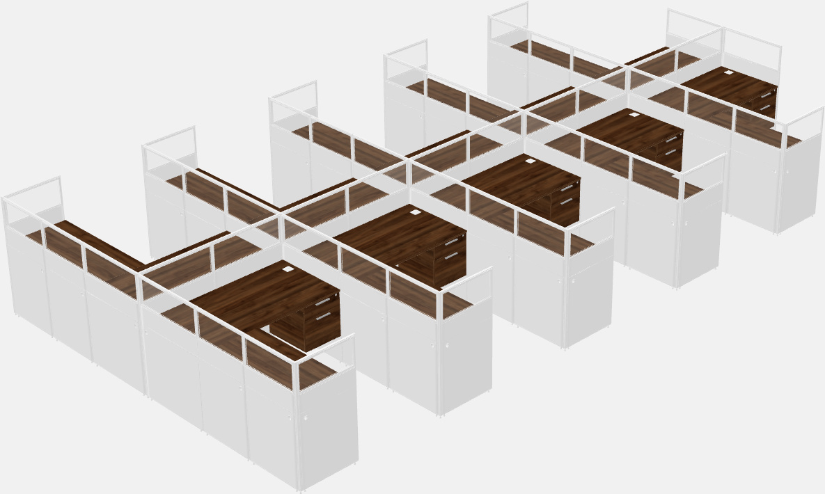 Shared l-shaped cubicle