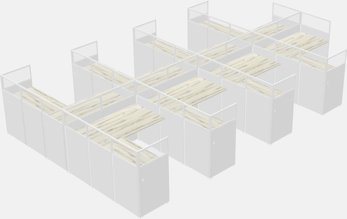 Shared l-shaped cubicle