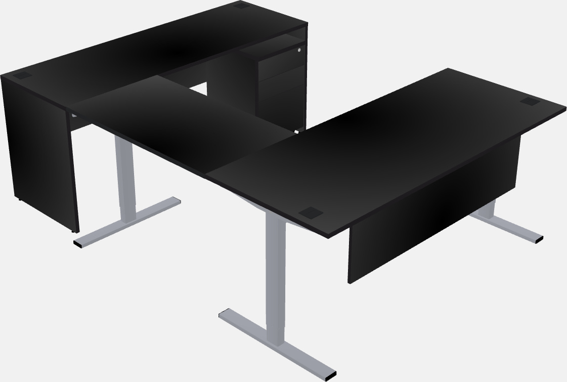 Scrivania a forma di u sit-to-stand