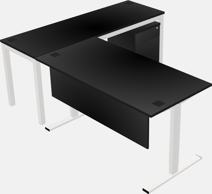 Mesa em forma de l sit-to-stand