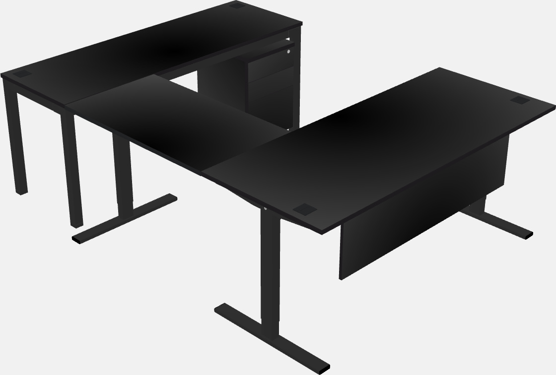 Scrivania a forma di u sit-to-stand