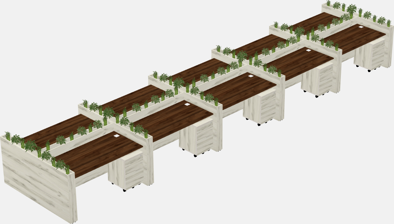 Rectangular shared desk