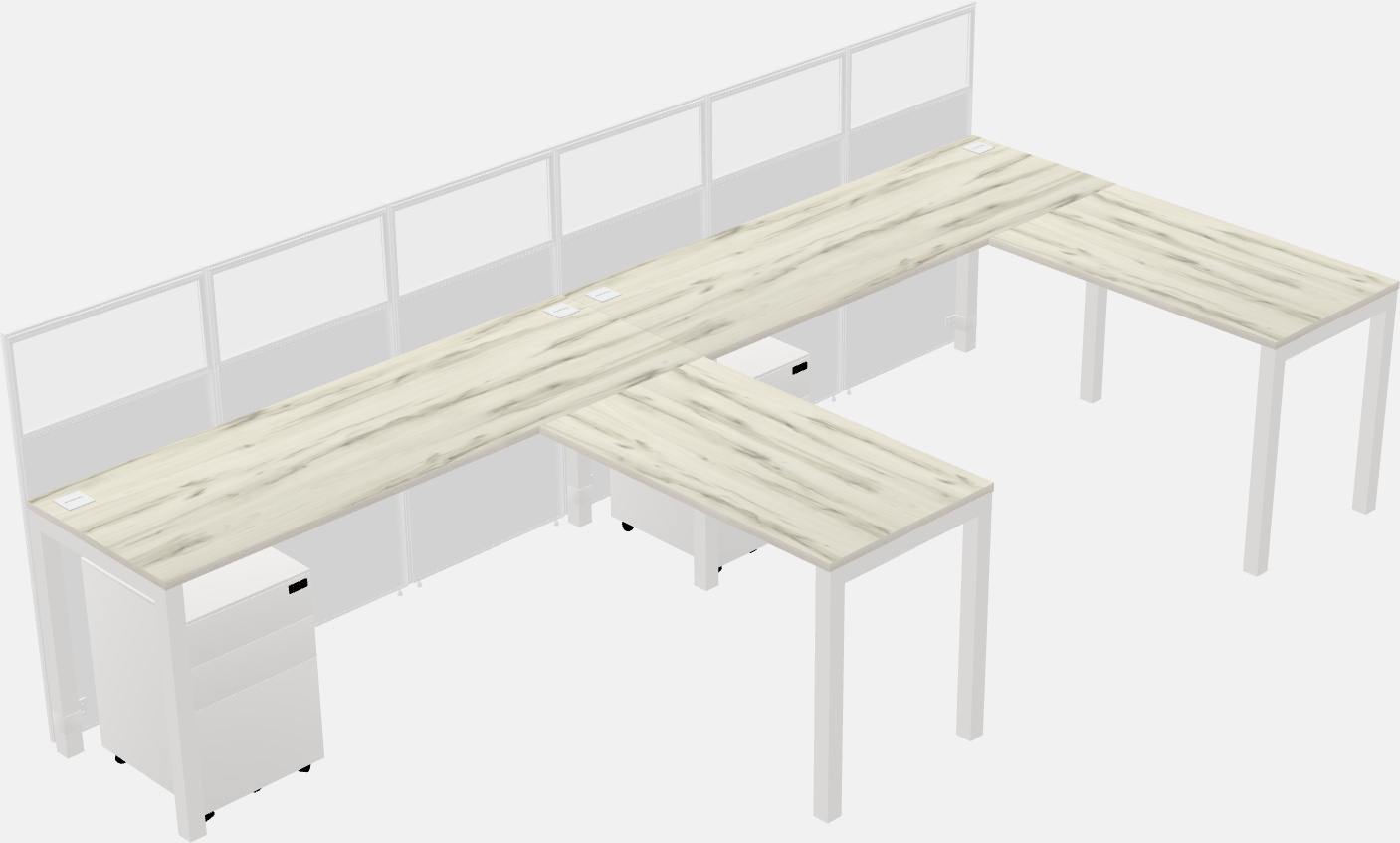 Shared l-shaped cubicle