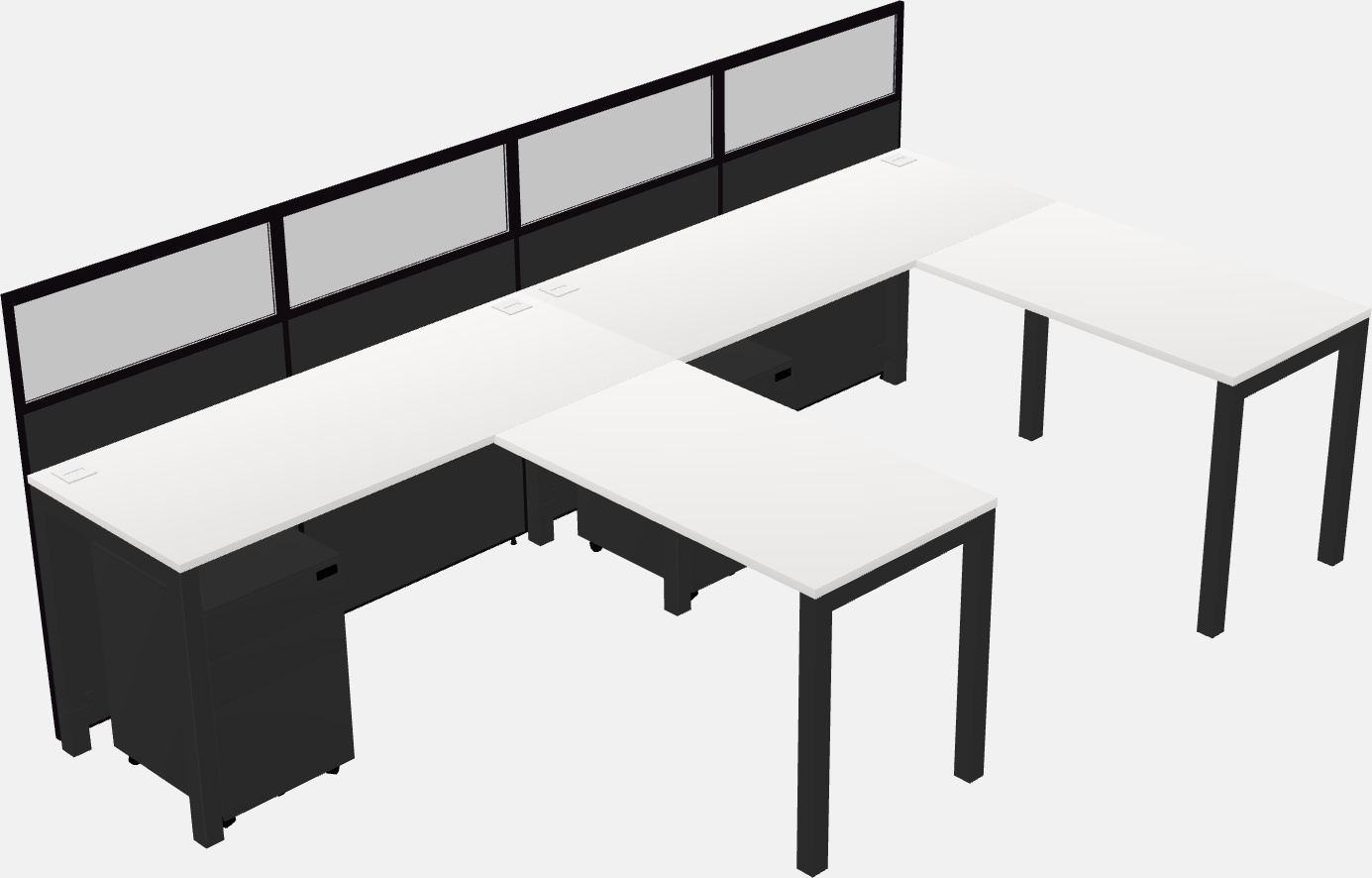 Shared l-shaped cubicle