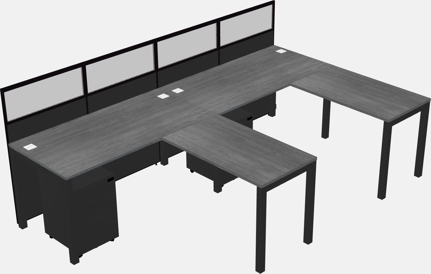 Shared l-shaped cubicle