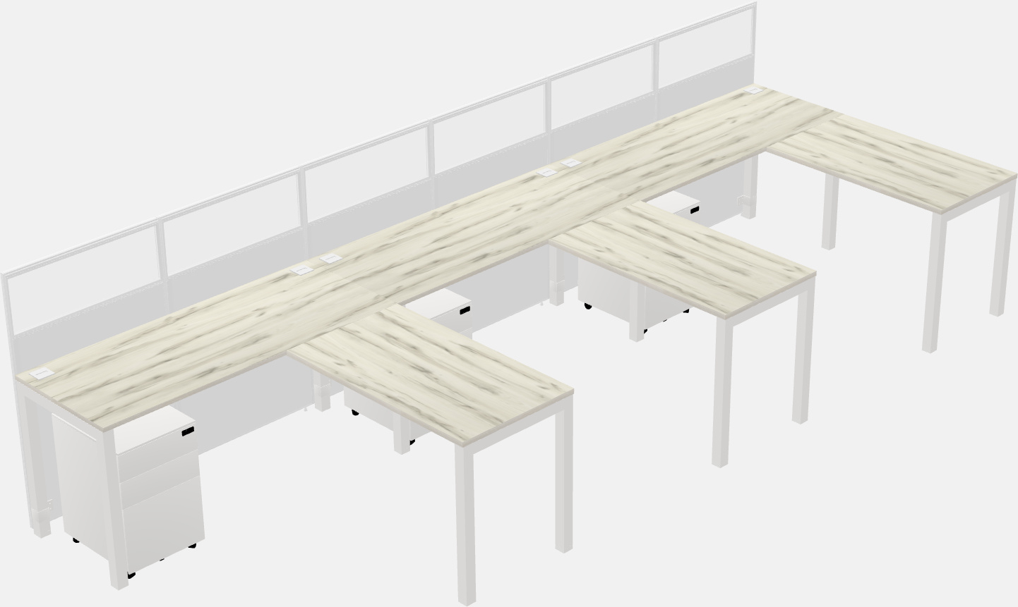 Shared l-shaped cubicle